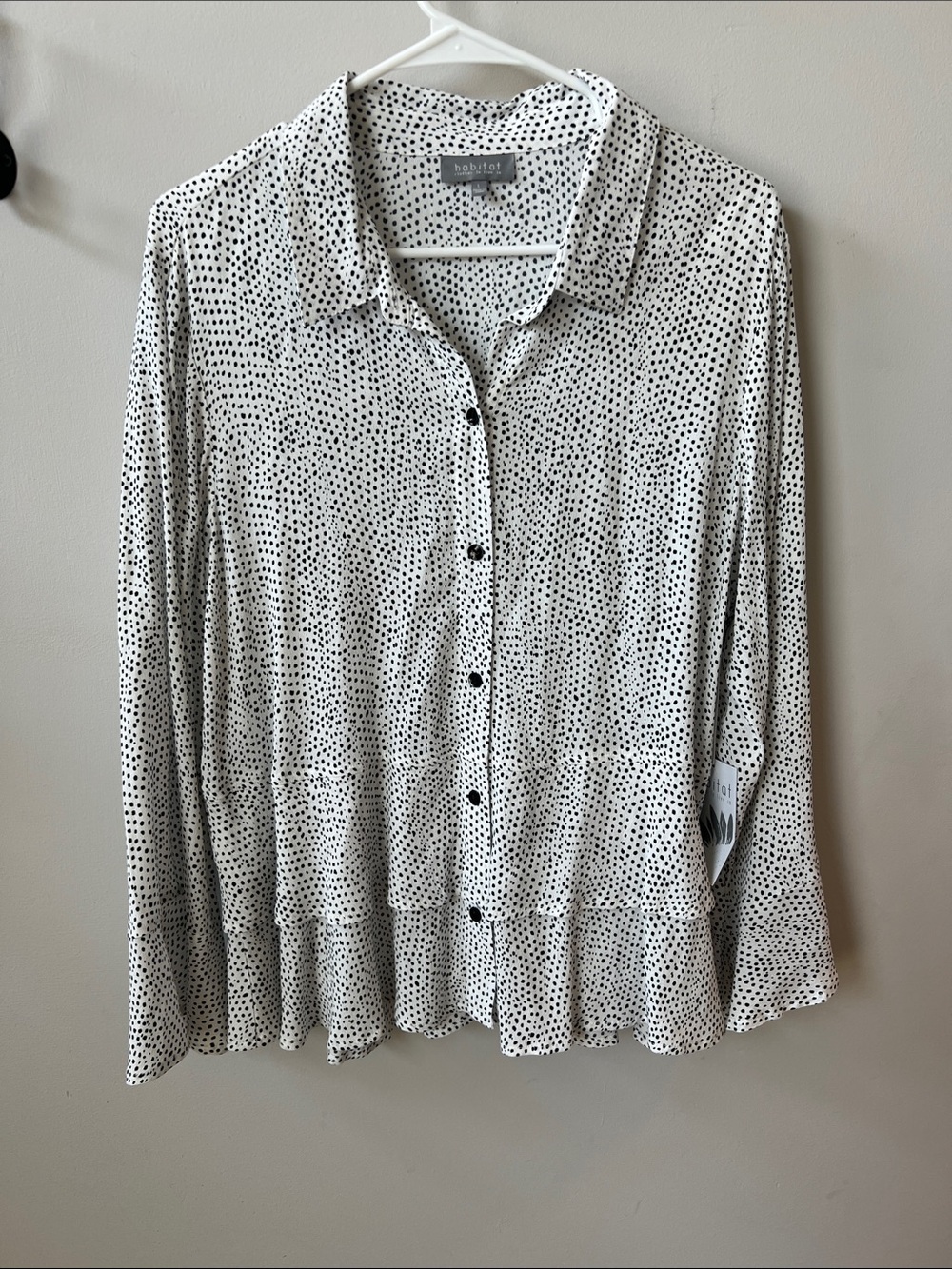 Habitat Black Dot Button-Down Blouse